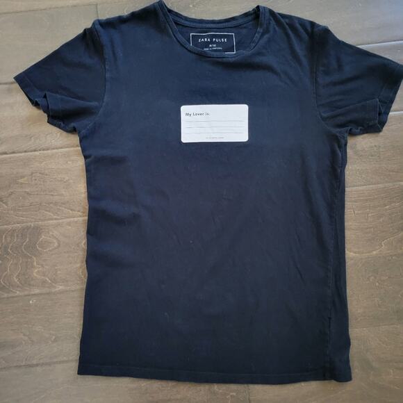 Zara Fill In The Blank Black T-Shirt My Lover Is Size Medium - Picture 1 of 8